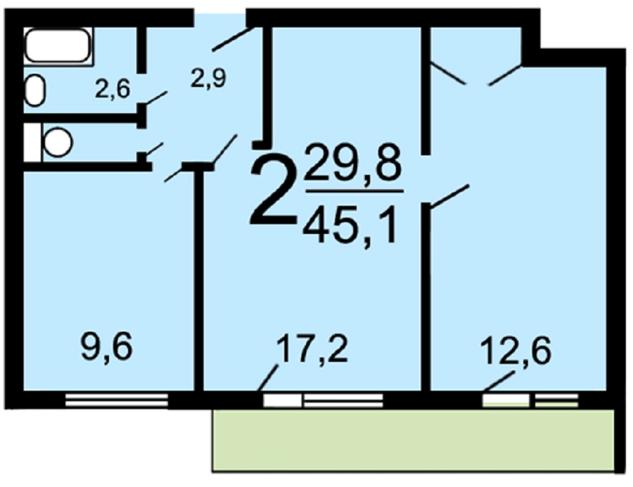 И 209А планировка двухкомнатной квартиры с размерами
