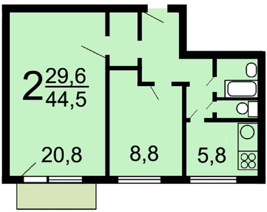 И 209А планировки двухкомнатной квартиры – с разделенным коридором